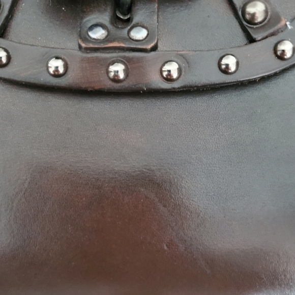 HIGH Everyday Couture Studded Brown Made in Italy Leather Bag - Picture 5 of 10